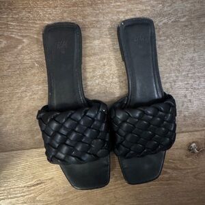 H&M Black Braided Slide Sandals